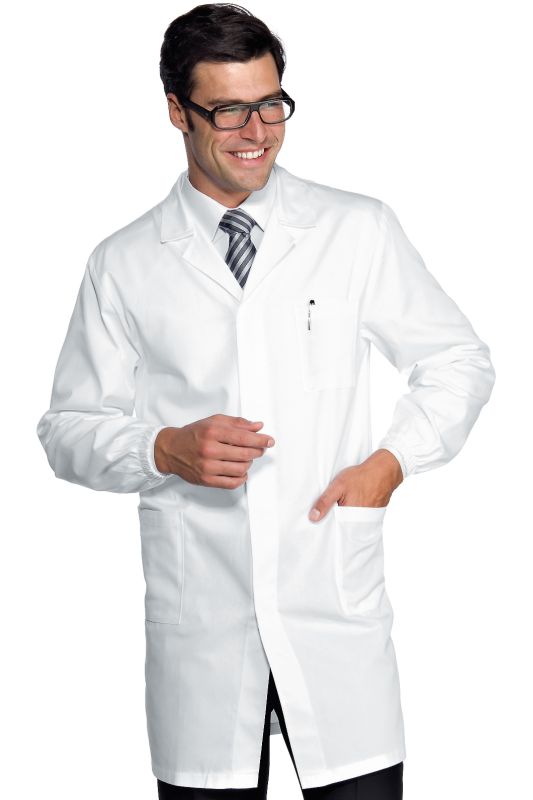 Camice UomoCamice uomo lungo 100 cm a manica lunga bianco. Settore medicale