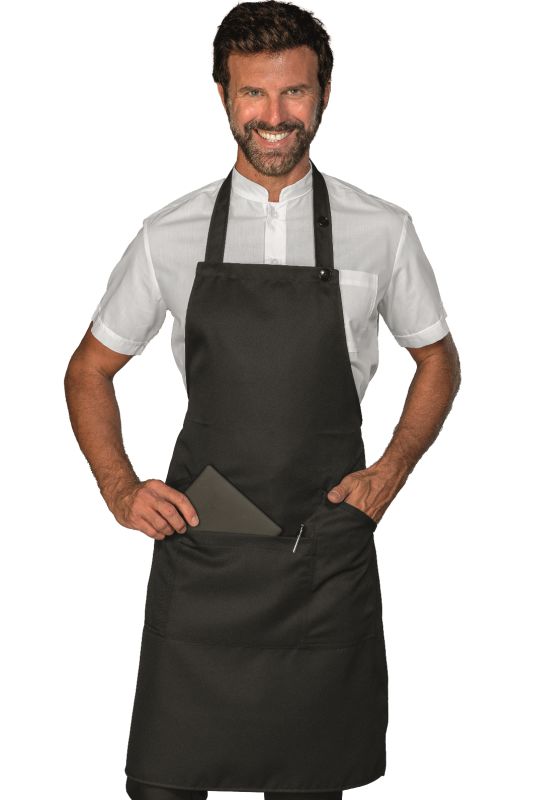 Grembiule Champagne con tasca centraleGrembiule Champagne nero con tasca centrale Isacco