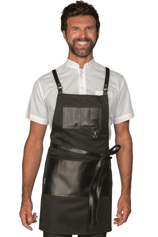 Grembiule Bristol short con inserti e lacci in pelle